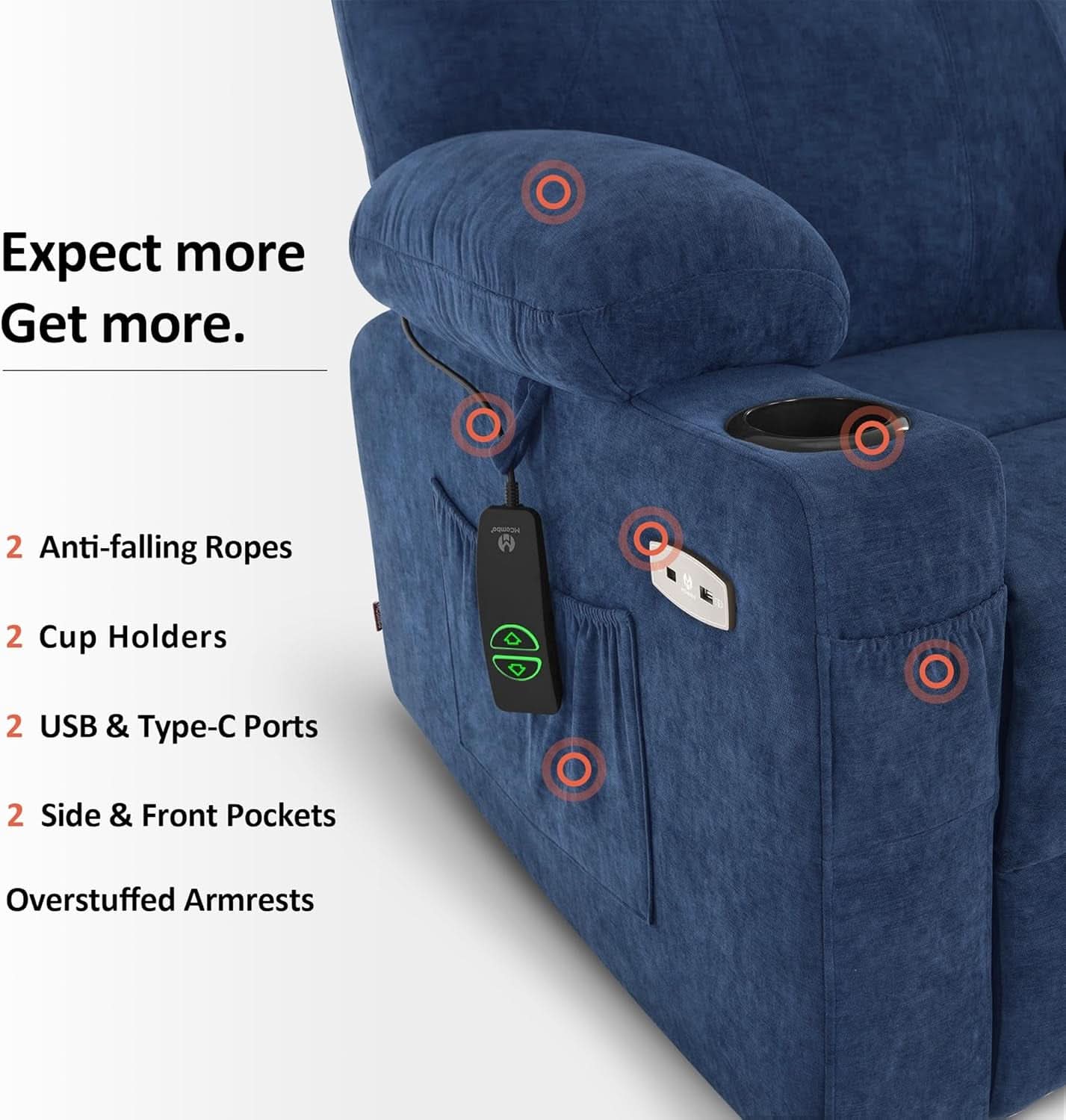 Large Power Lift Recliner Chair With Massage And Heat