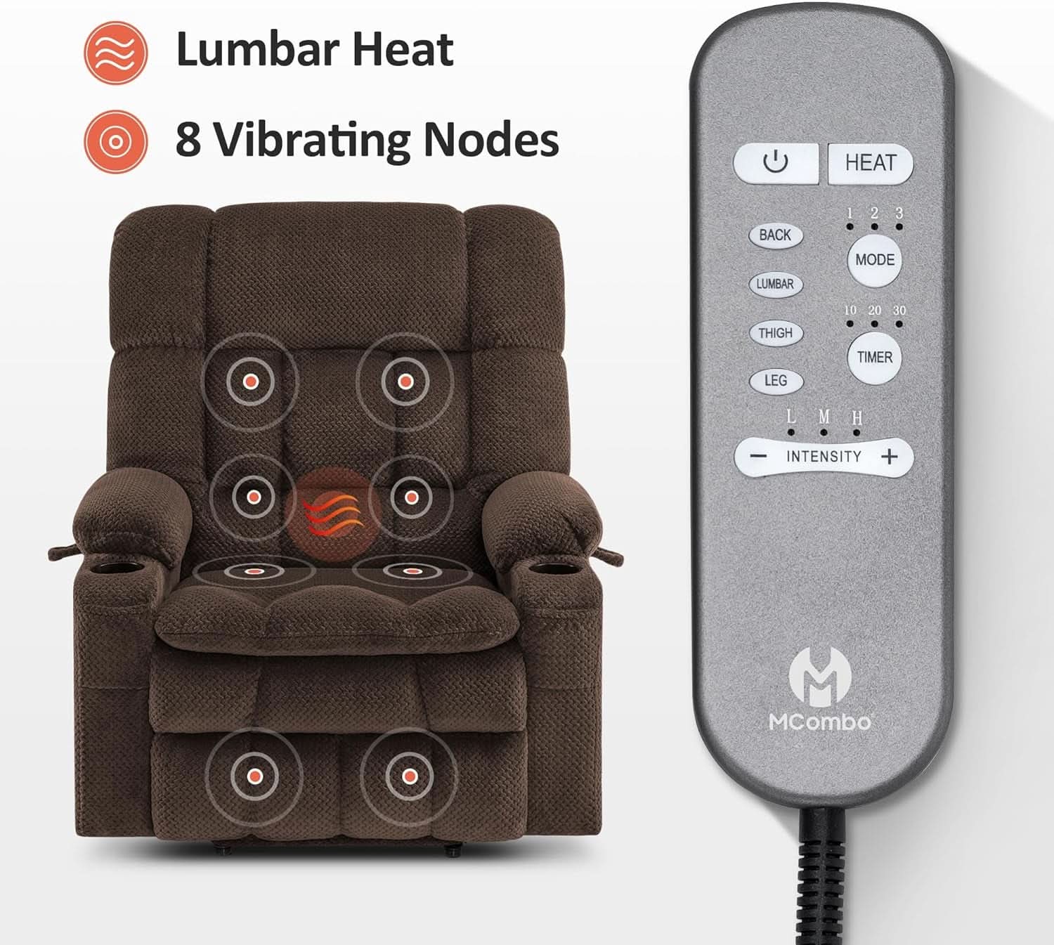 Large Power Lift Recliner With Massage And USB Ports