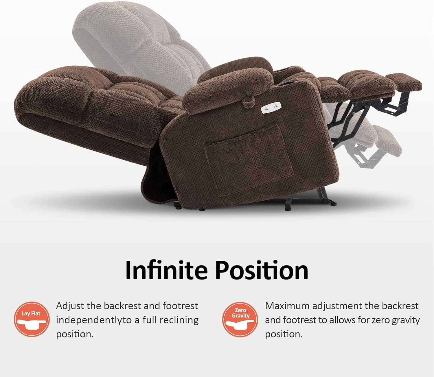 Large Power Lift Recliner With Massage And USB Ports