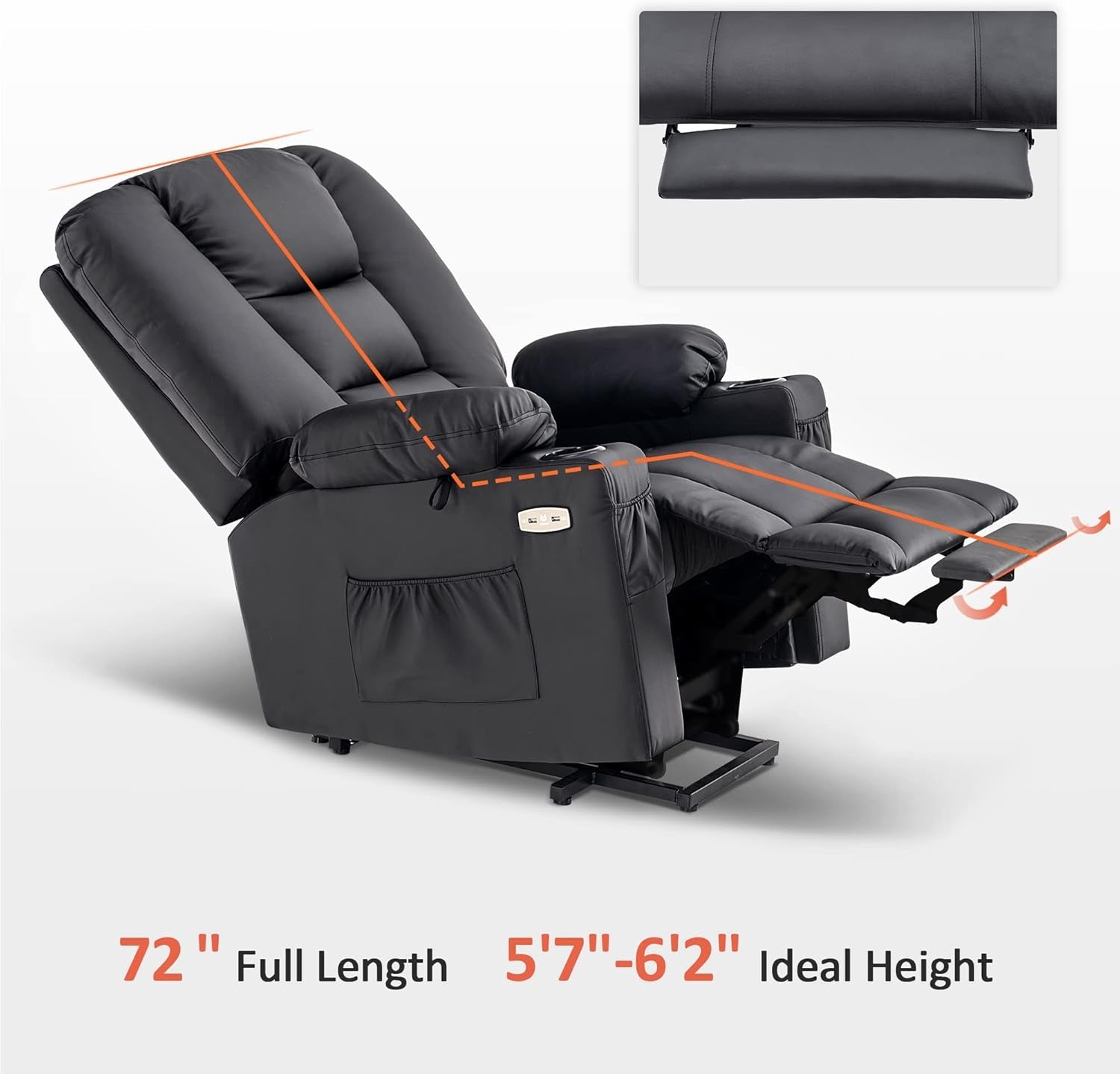 Large Power Lift Recliner With Massage And USB Ports