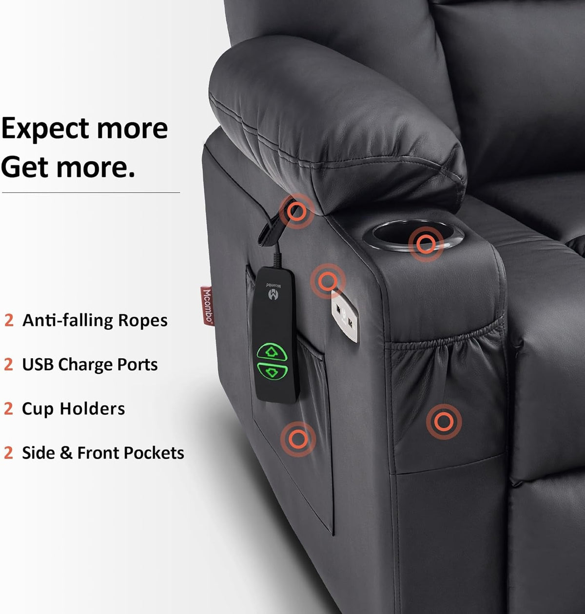 Large Power Lift Recliner With Massage And USB Ports