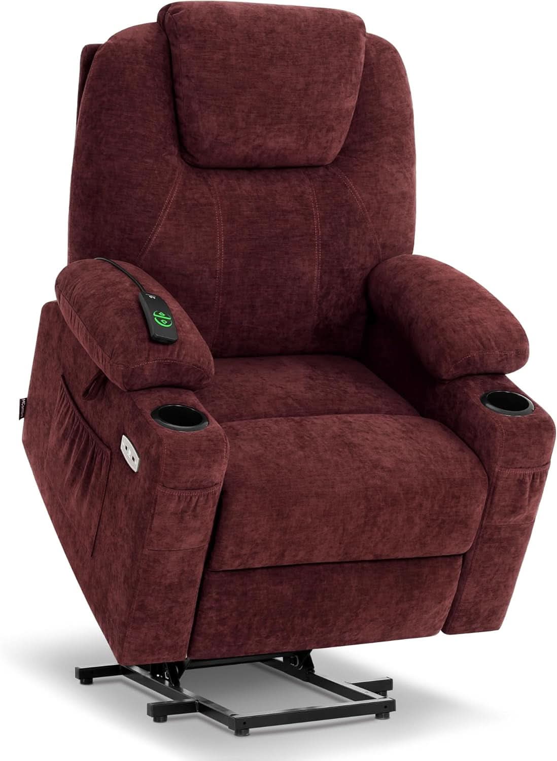 Large Power Lift Recliner With Massage And USB Sangria