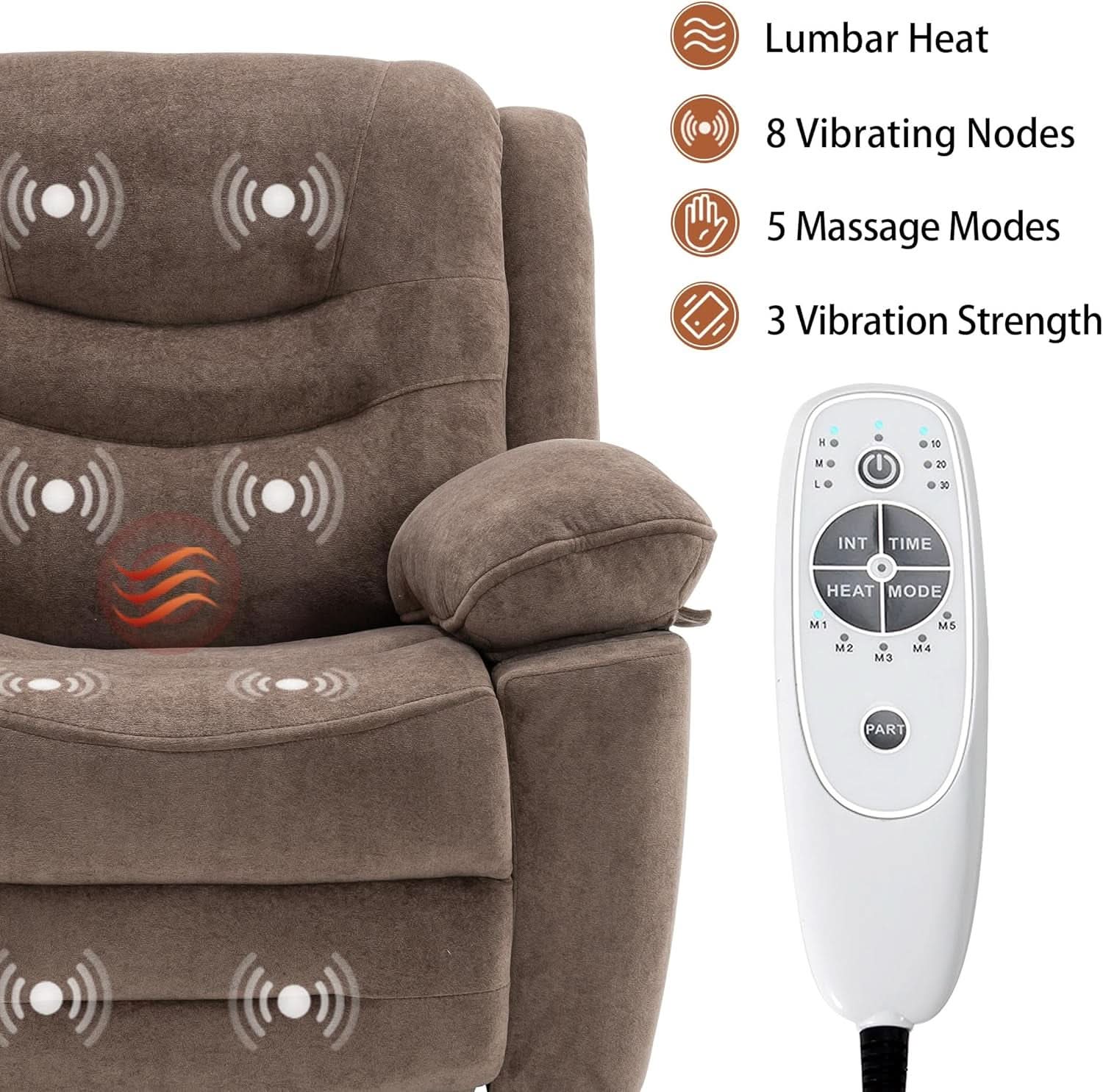 Large Power Recliner With Massage And USB Charging