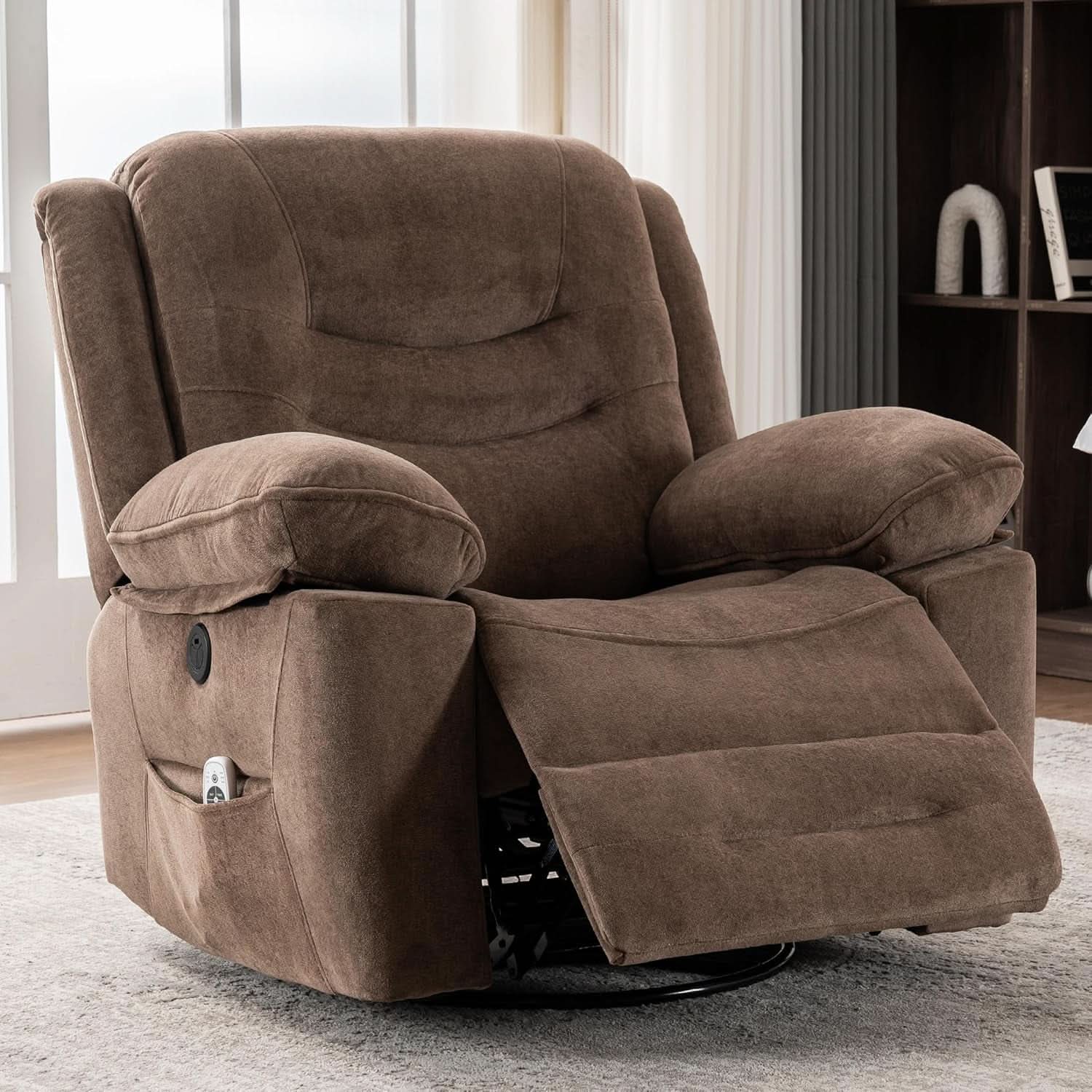 Large Power Recliner With Massage And USB Charging