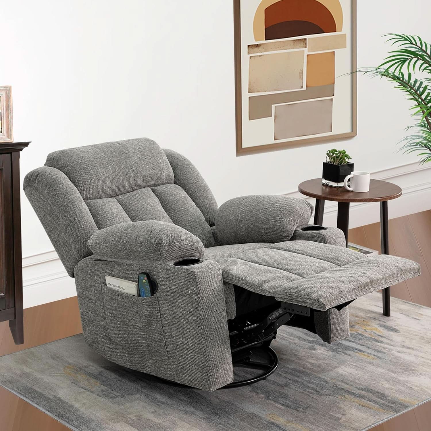 Large Rocker Swivel Recliner Chair With Massage And Heat