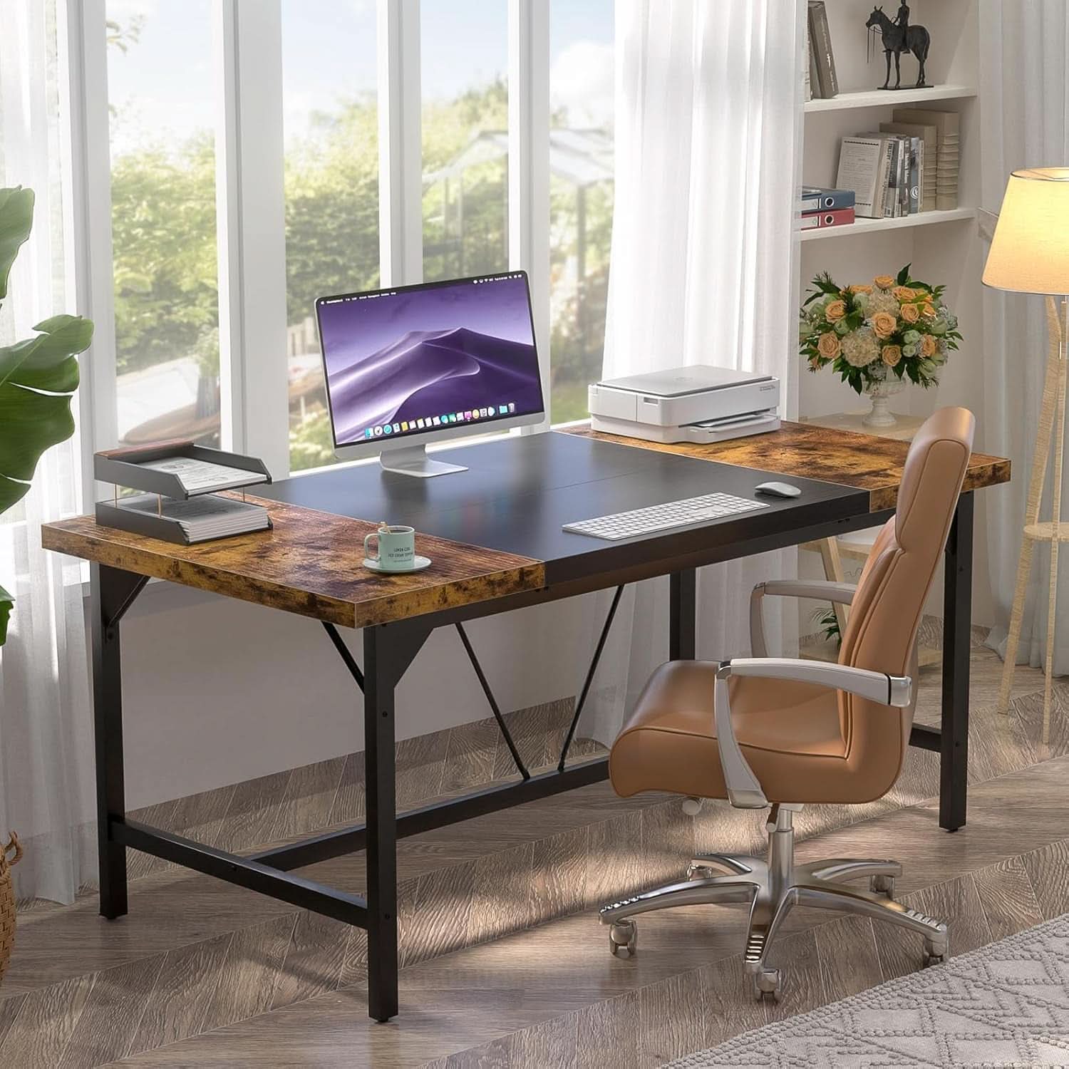Large Rustic Computer Desk for Home Office Workstation