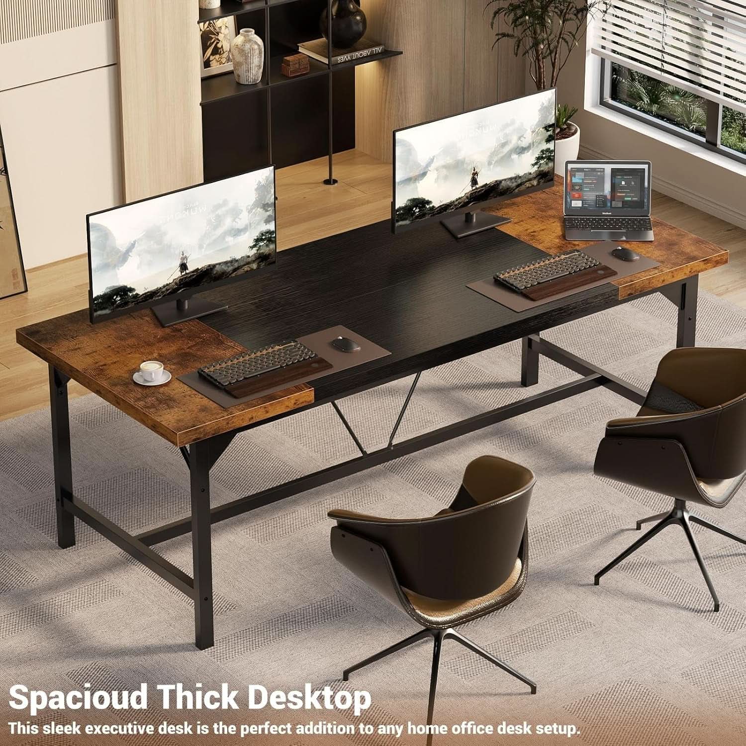 Large Rustic Computer Desk for Home Office Workstation