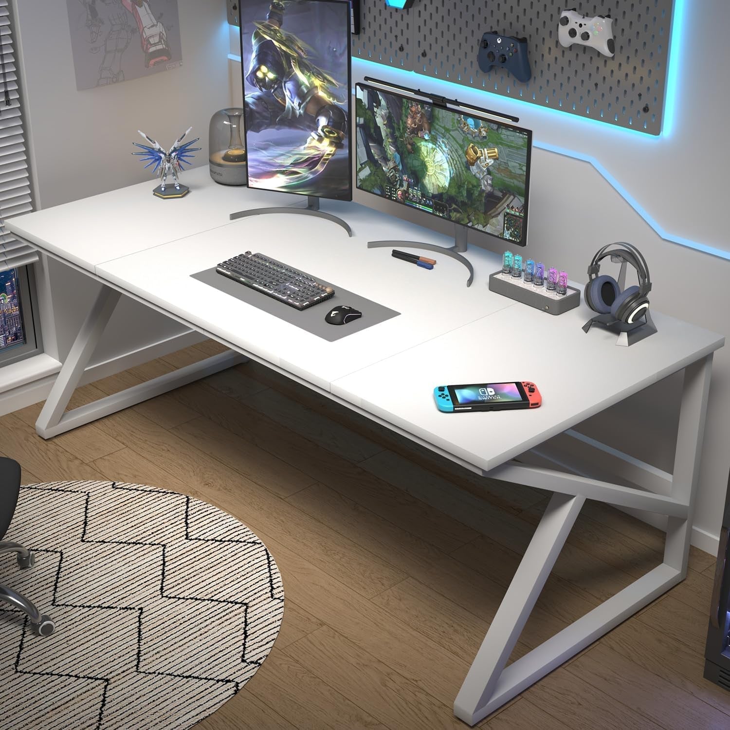 Large White 70 Inch Computer Desk For Home Office Study