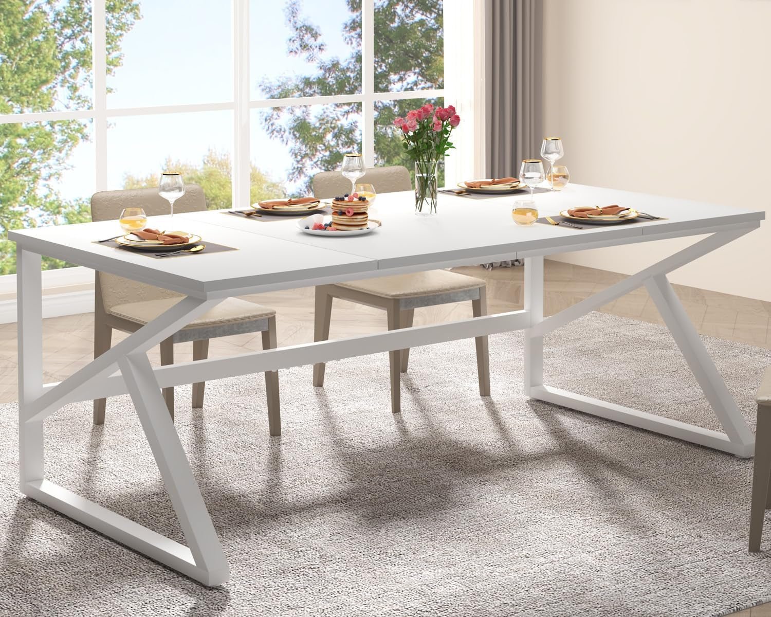 Large White 70 Inch Computer Desk For Home Office Study