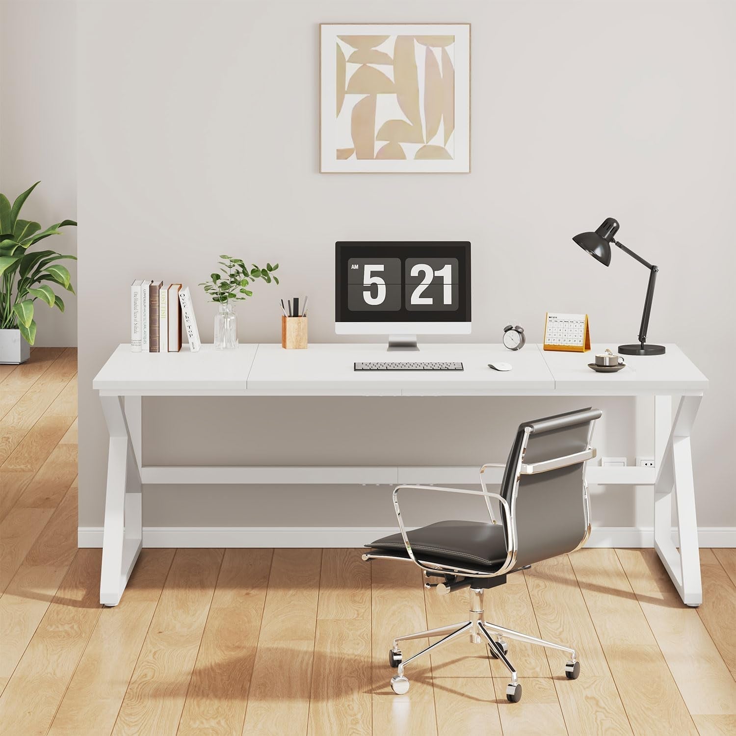 Large White 70 Inch Computer Desk For Home Office Study
