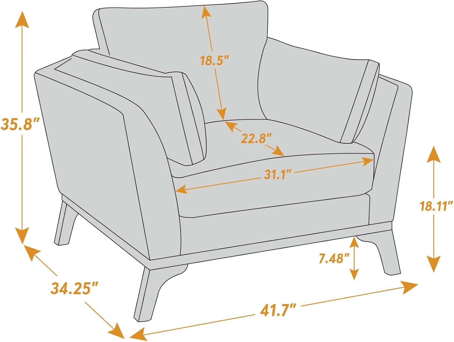 Large Yellow Linen Upholstered Accent Chair Cushions