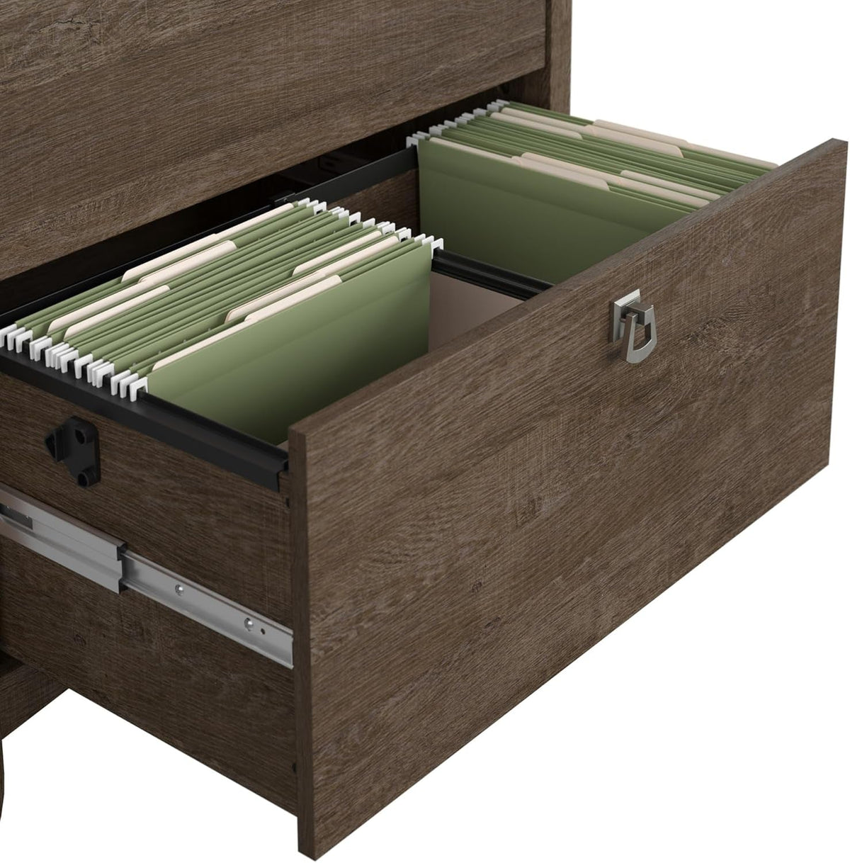 Lateral File Cabinet 2 Drawers Ash Brown With Ball Bearing Slides