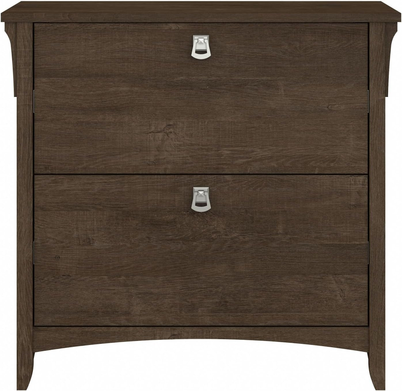 Lateral File Cabinet 2 Drawers Ash Brown With Ball Bearing Slides