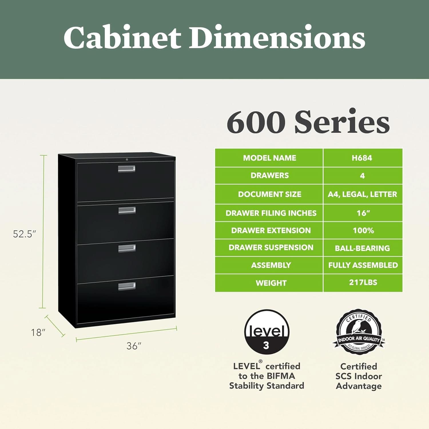 Lateral File Cabinet 4 Drawer Black Metal Office Storage