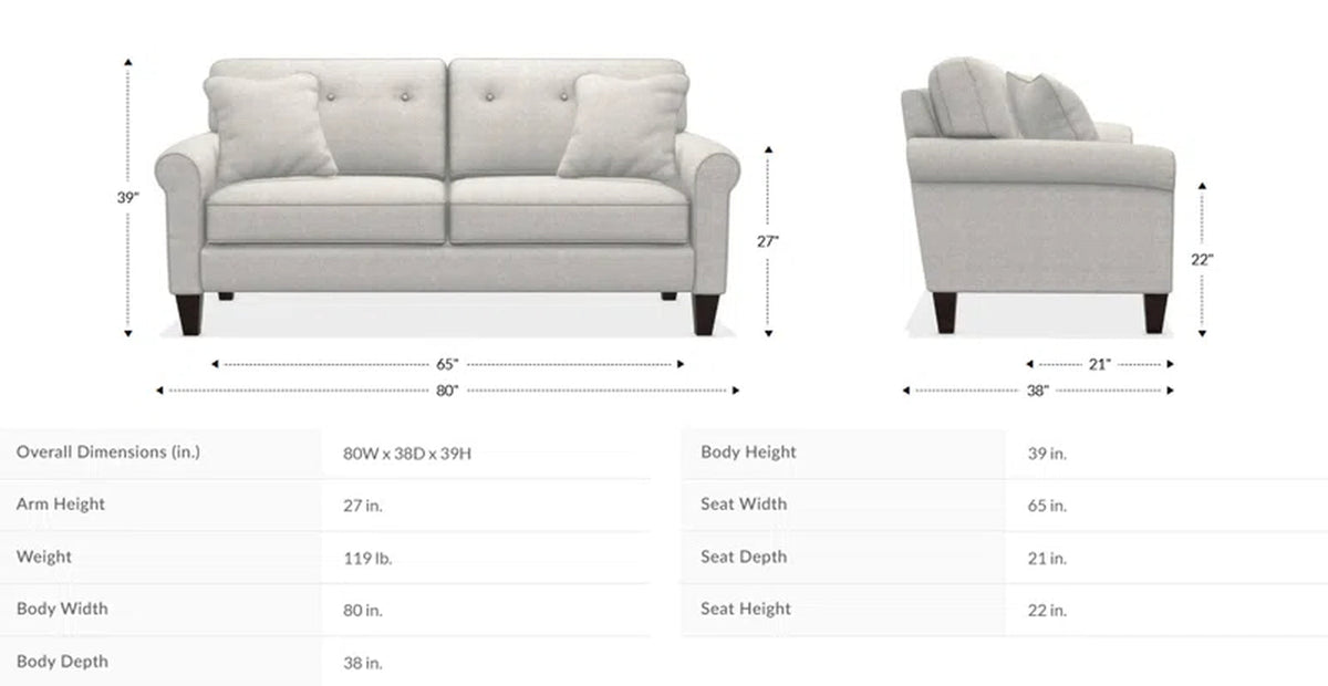 Laurel Sofa With ComfortCore Cushions And Wood Legs