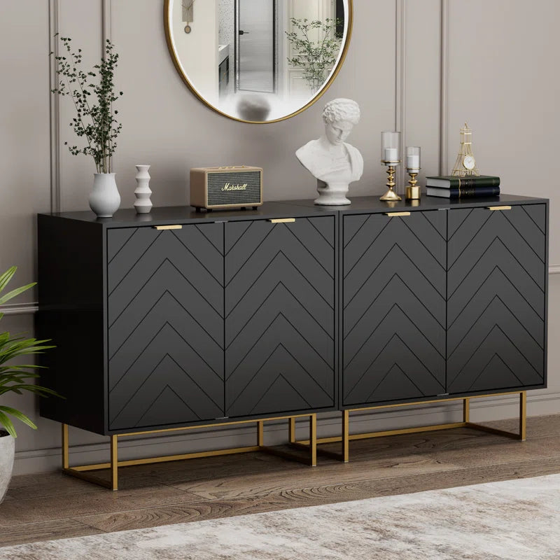 Laurens Two Door Cabinet With Adjustable Shelf Metal Legs