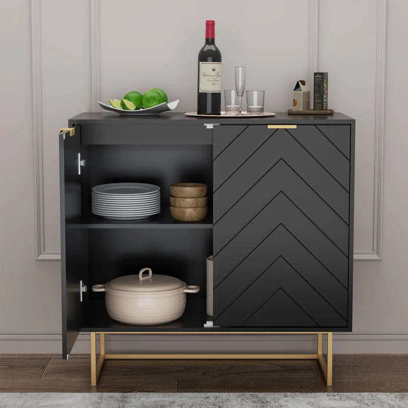 Laurens Two Door Cabinet With Adjustable Shelf Metal Legs