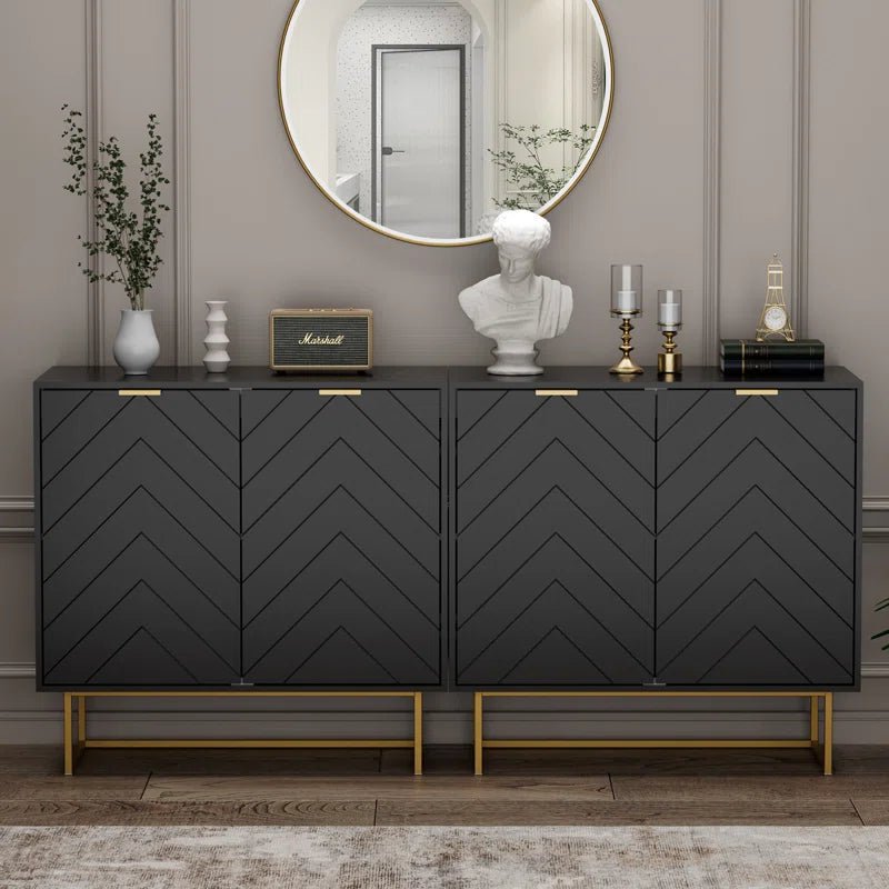 Laurens Two Door Cabinet With Adjustable Shelf Metal Legs