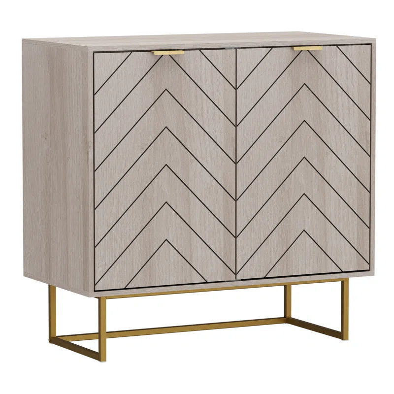 Laurens Two Door Cabinet With Adjustable Shelf Metal Legs