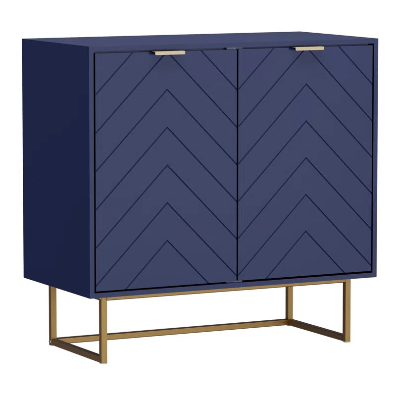 Laurens Two Door Cabinet With Adjustable Shelf Metal Legs