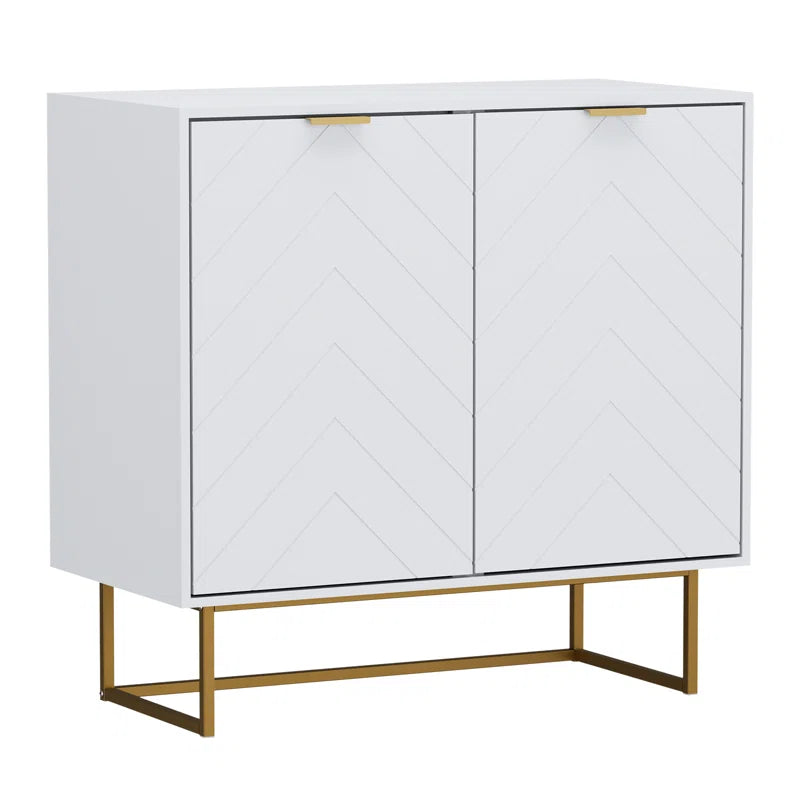 Laurens Two Door Cabinet With Adjustable Shelf Metal Legs