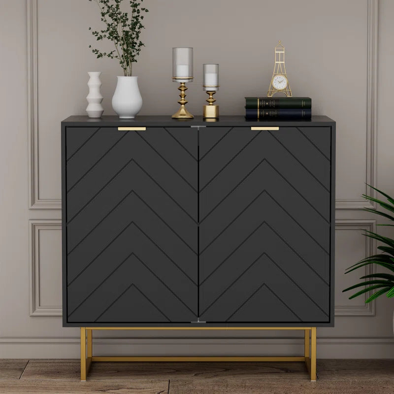 Laurens Two Door Cabinet With Adjustable Shelf Metal Legs