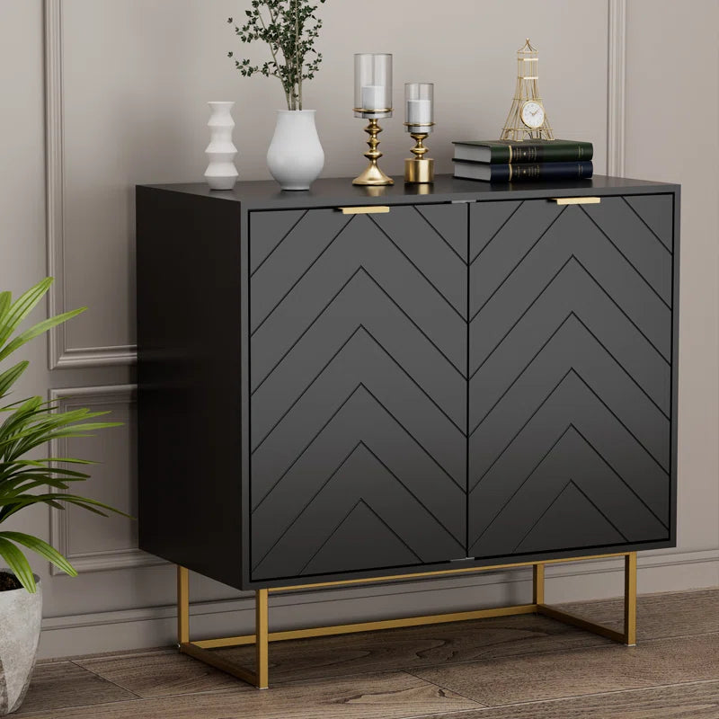Laurens Two Door Cabinet With Adjustable Shelf Metal Legs