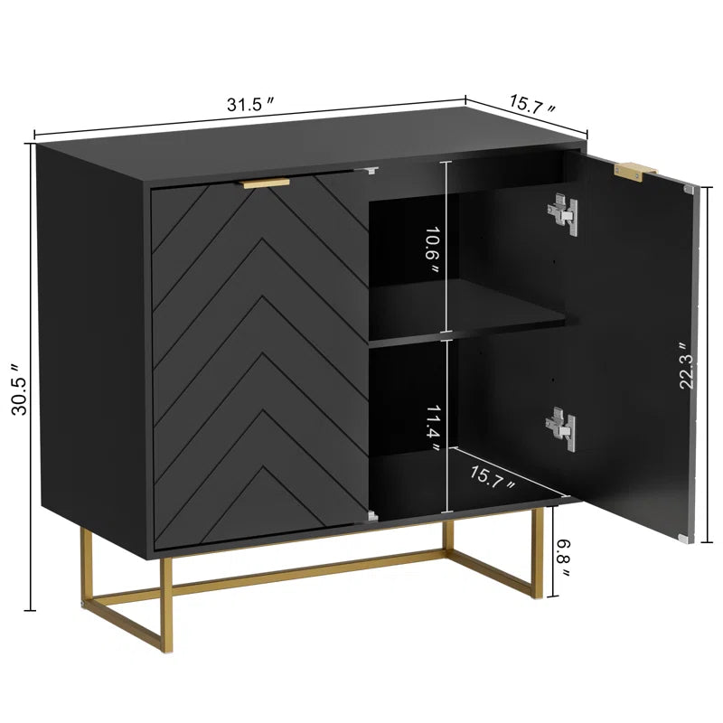 Laurens Two Door Cabinet With Adjustable Shelf Metal Legs