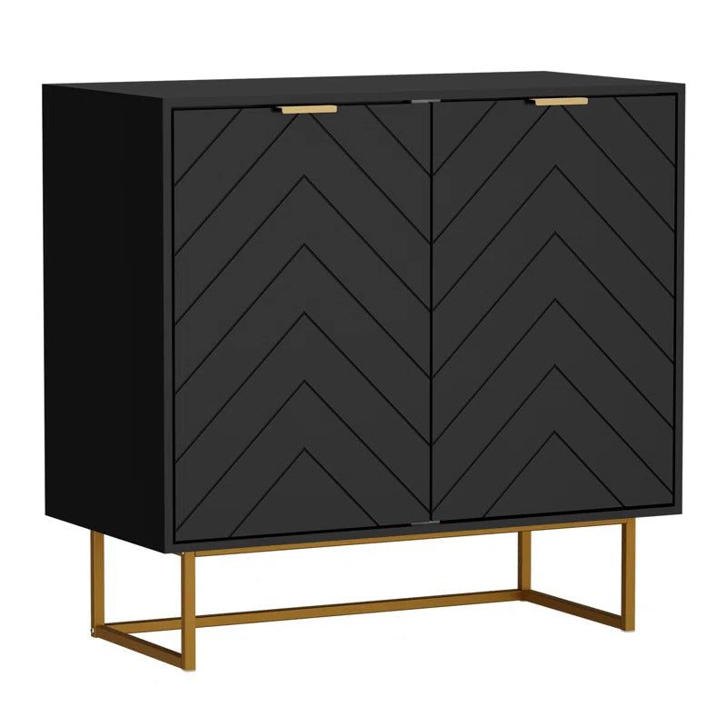 Laurens Two Door Cabinet With Adjustable Shelf Metal Legs