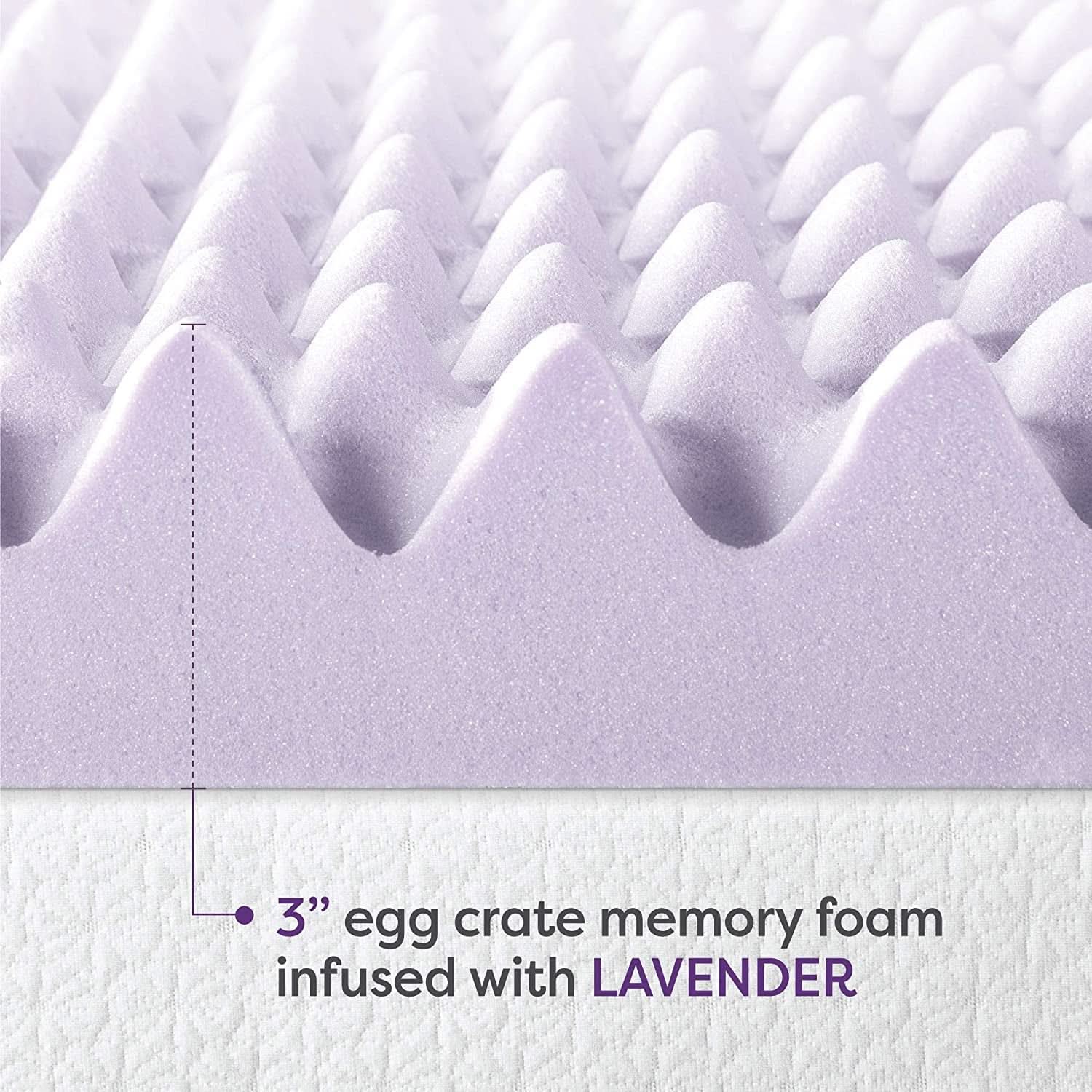 Lavender Infused Queen Memory Foam Topper for Comfort