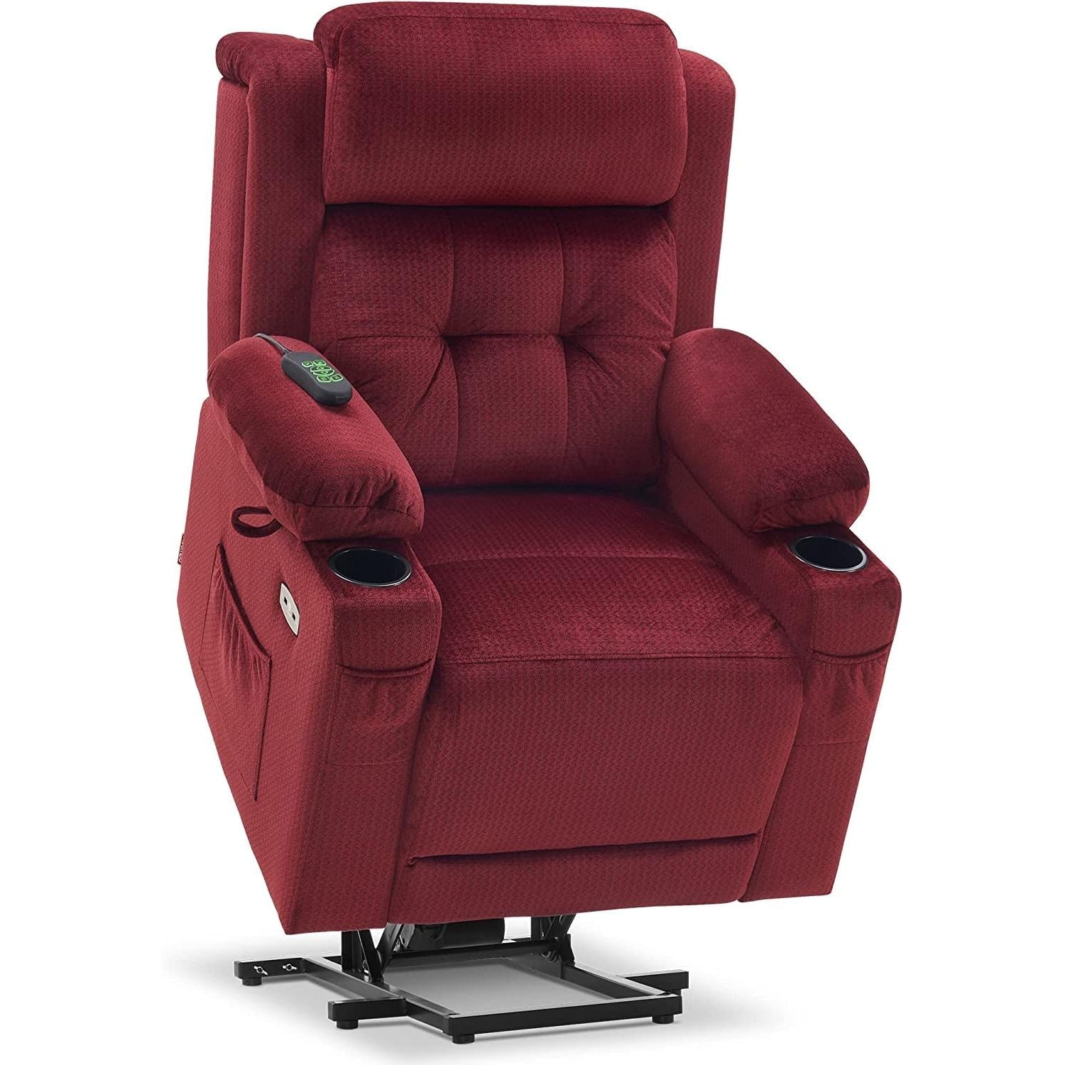 Lay Flat Lift Recliner With Power Headrest Burgundy Small