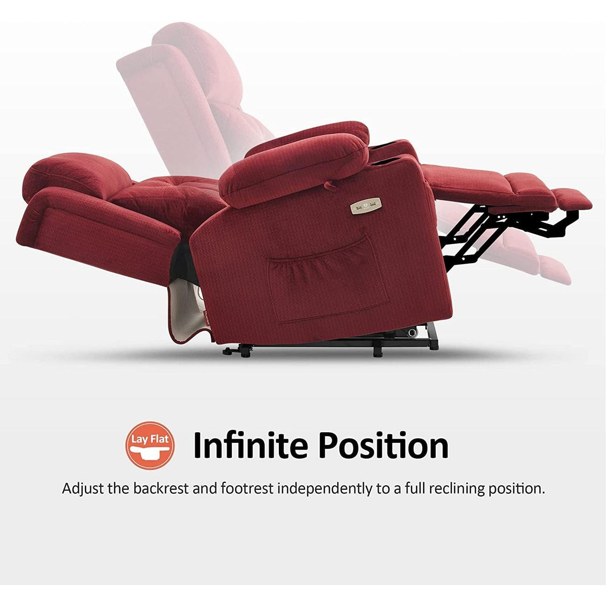 Lay Flat Lift Recliner With Power Headrest Burgundy Small