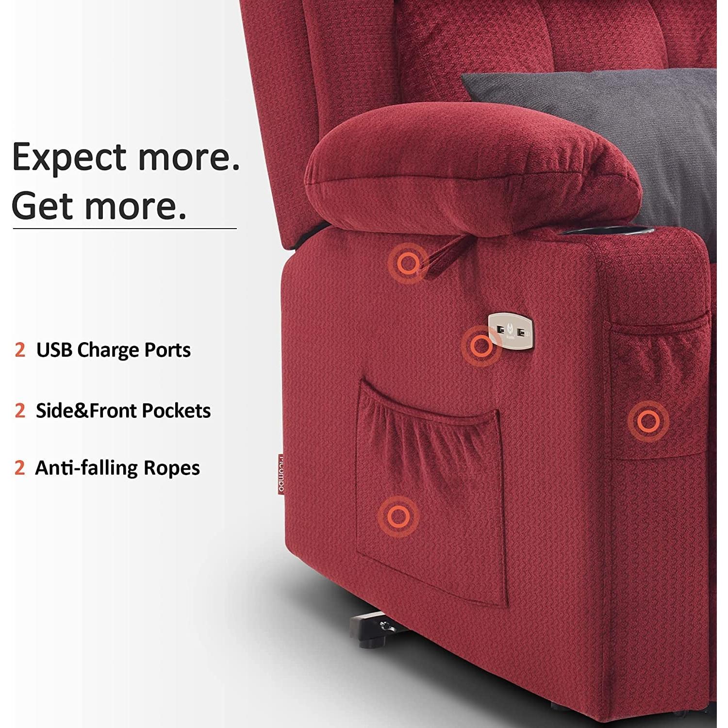 Lay Flat Lift Recliner With Power Headrest Burgundy Small