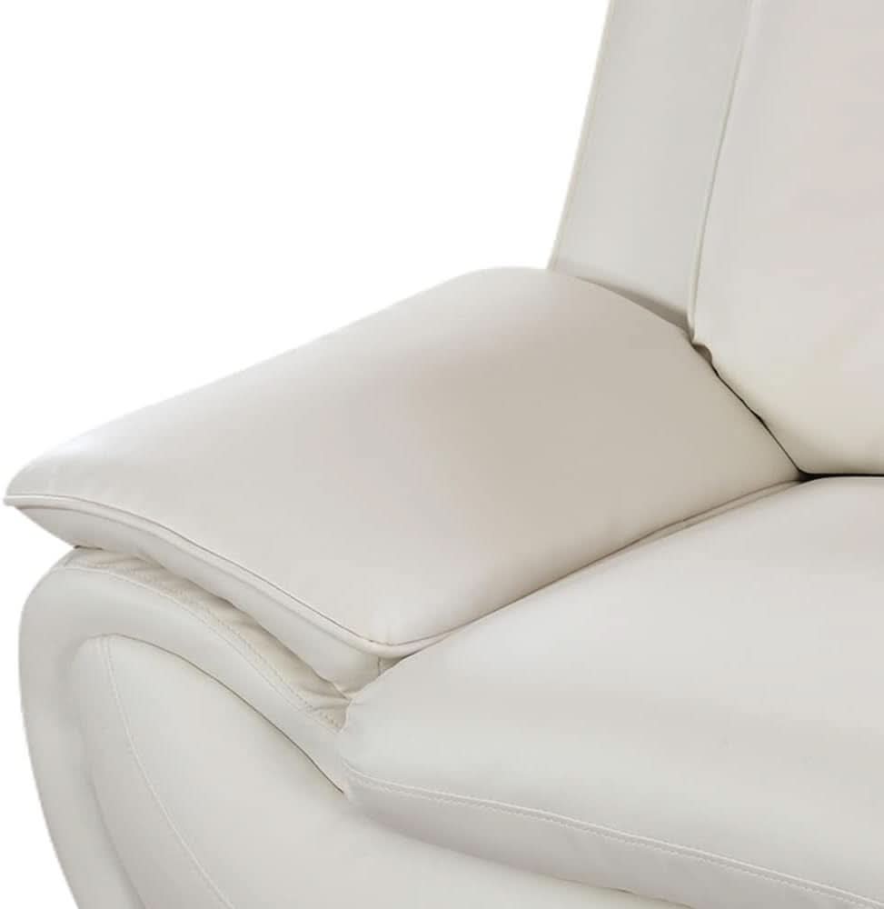 Leather 3 Piece Living Room Set Cream White With 3 Seater Sofa Loveseat And Armchair