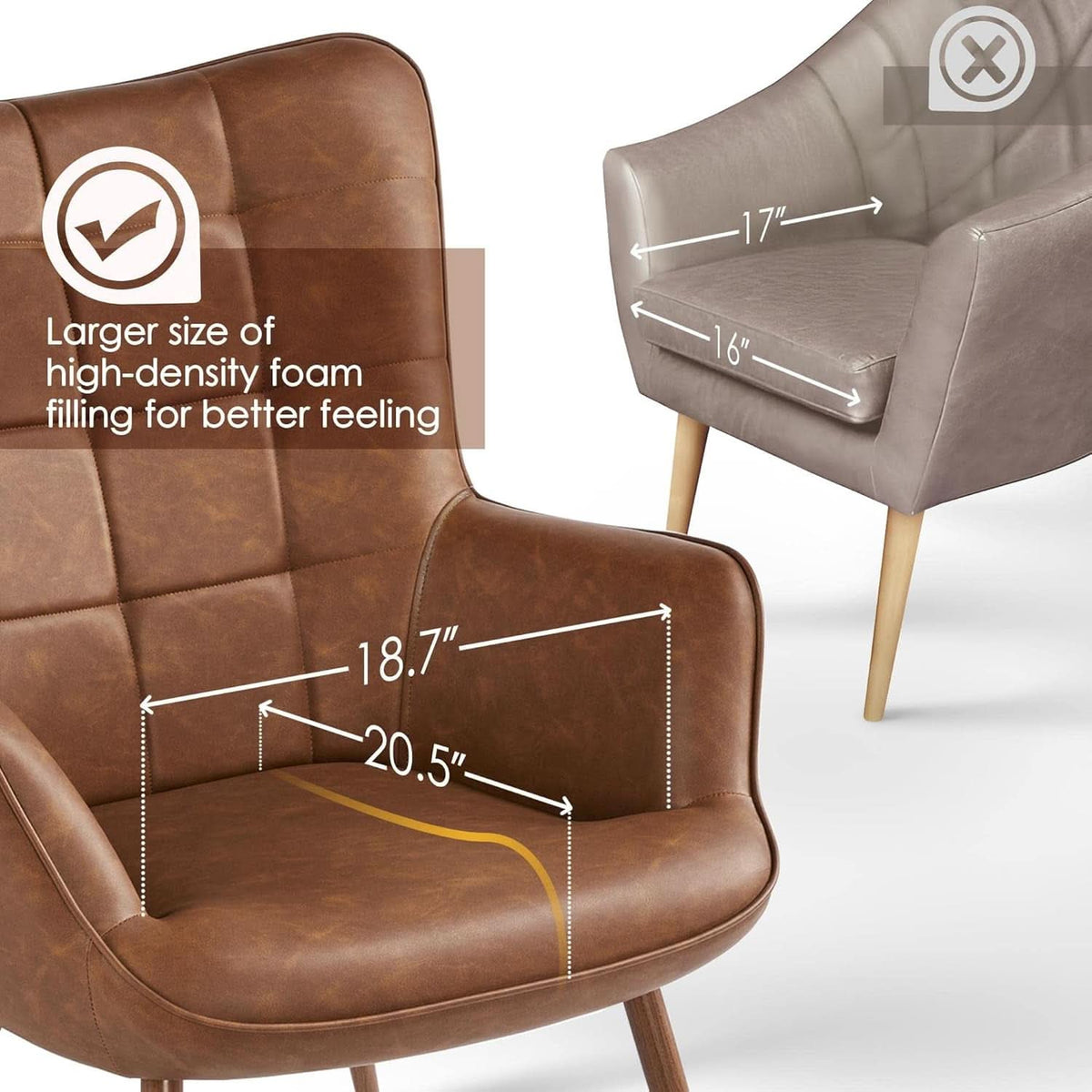 Leather Accent Chair Camel With Metal Legs Living Room
