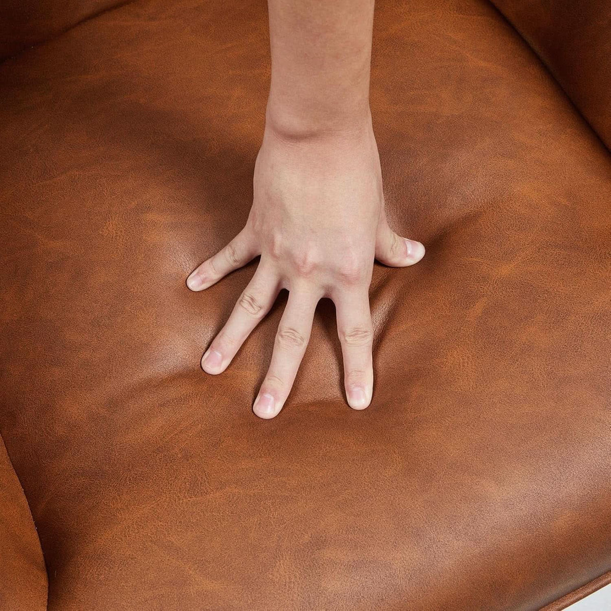 Leather Accent Chair Camel With Metal Legs Living Room