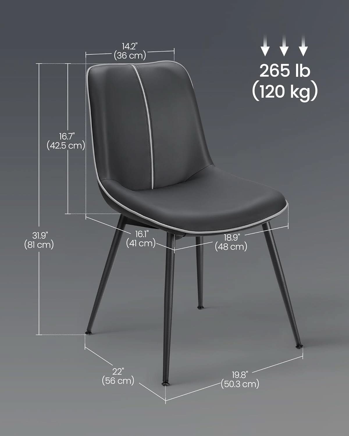 Leather Dining Chairs Set Of 2 Ink Black Upholstered Swivel Chairs