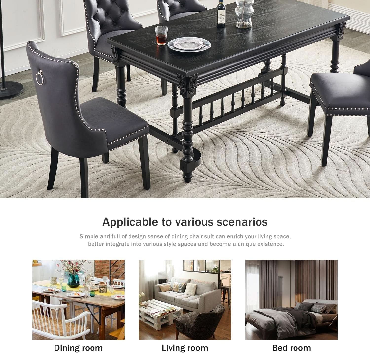 Leather Dining Chairs Set Of 4 Wingback Upholstered With Nailhead Trim Black
