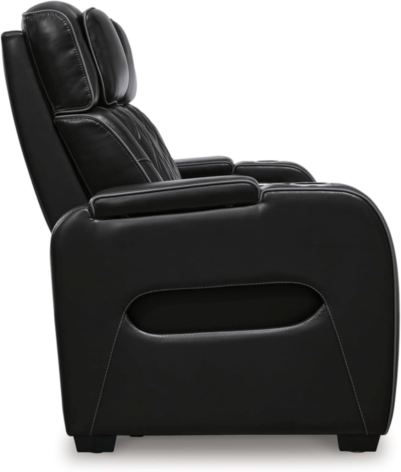 Leather Match Power Reclining Sofa With Adjustable Headrest