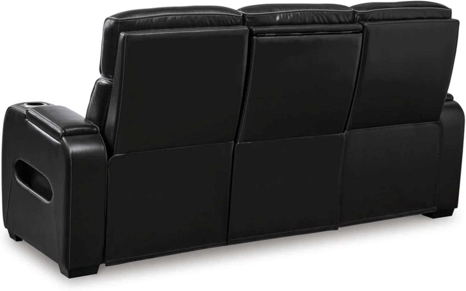 Leather Match Power Reclining Sofa With Adjustable Headrest