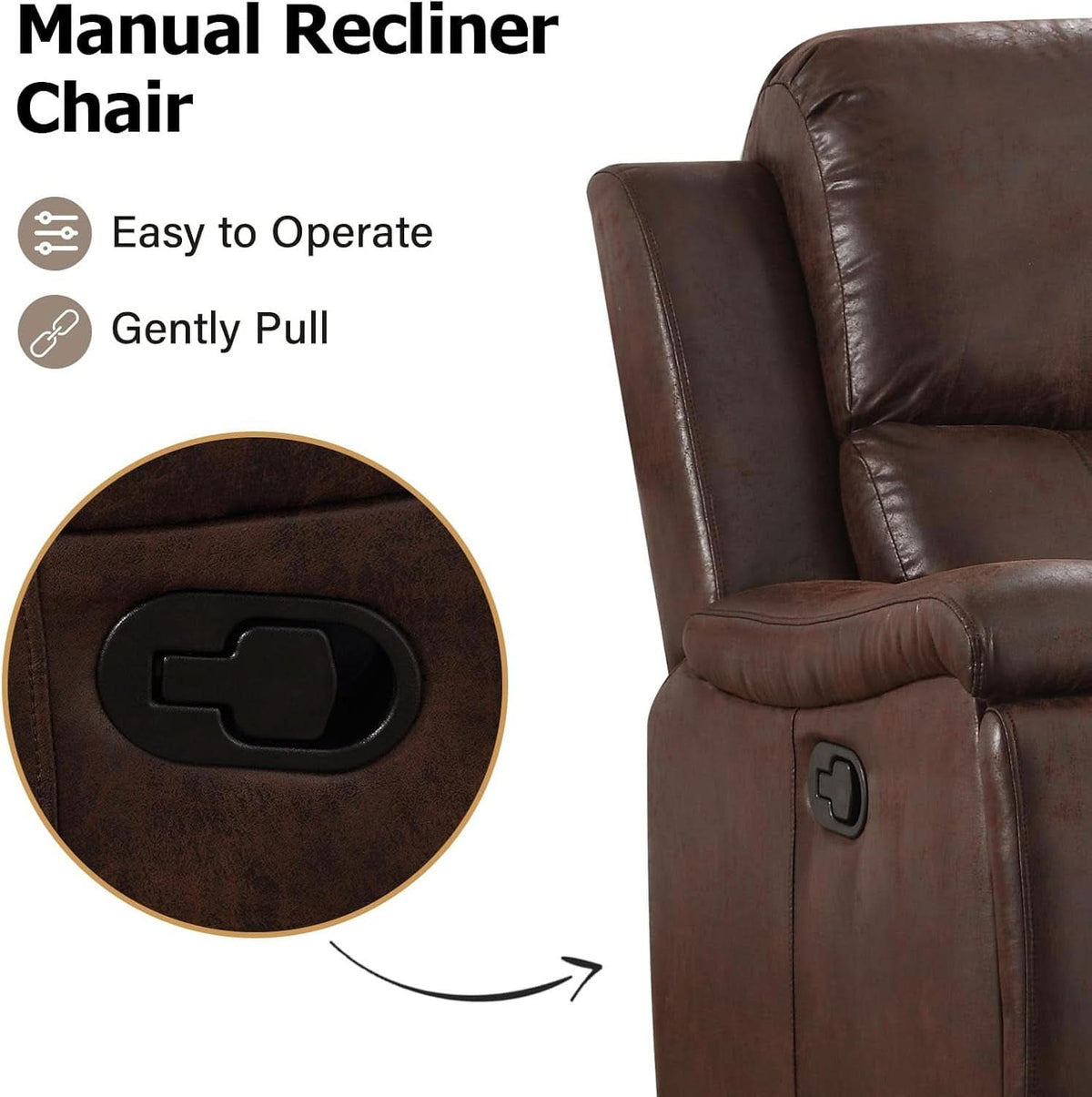 Leather Recliner Chair Red Brown With Concealed Cup Holders