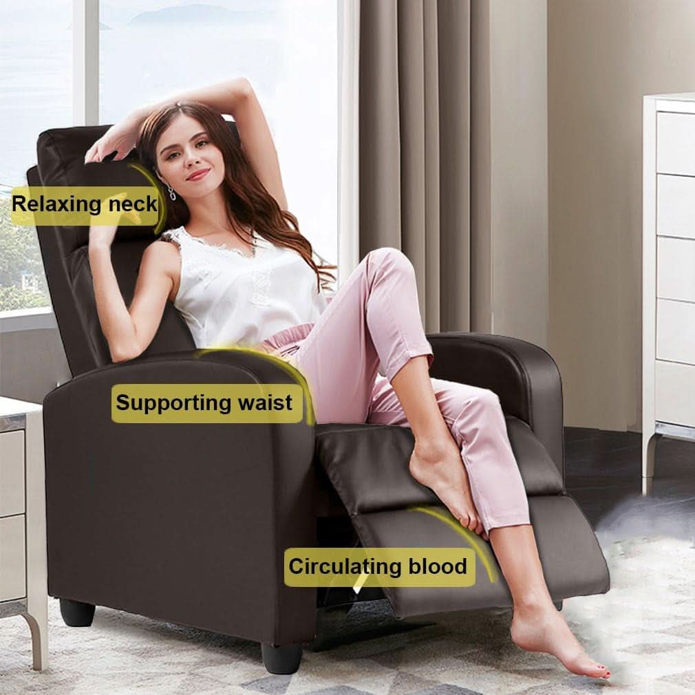 Leather Recliner Chair for Living Room with Padded Seat