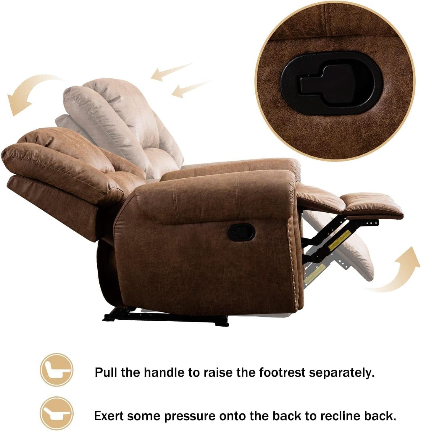 Leather Recliner Chairs Set 2 Nut Brown Manual Recliners