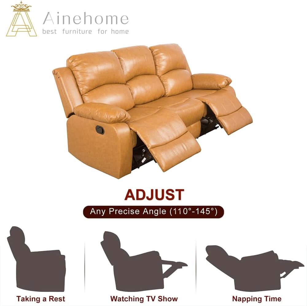 Leather Recliner Sofa Set With Drop Table Ginger 3Seater
