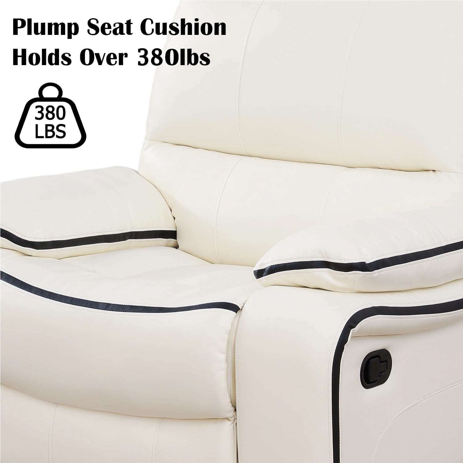 Leather Recliner Sofa Set With Storage Console White