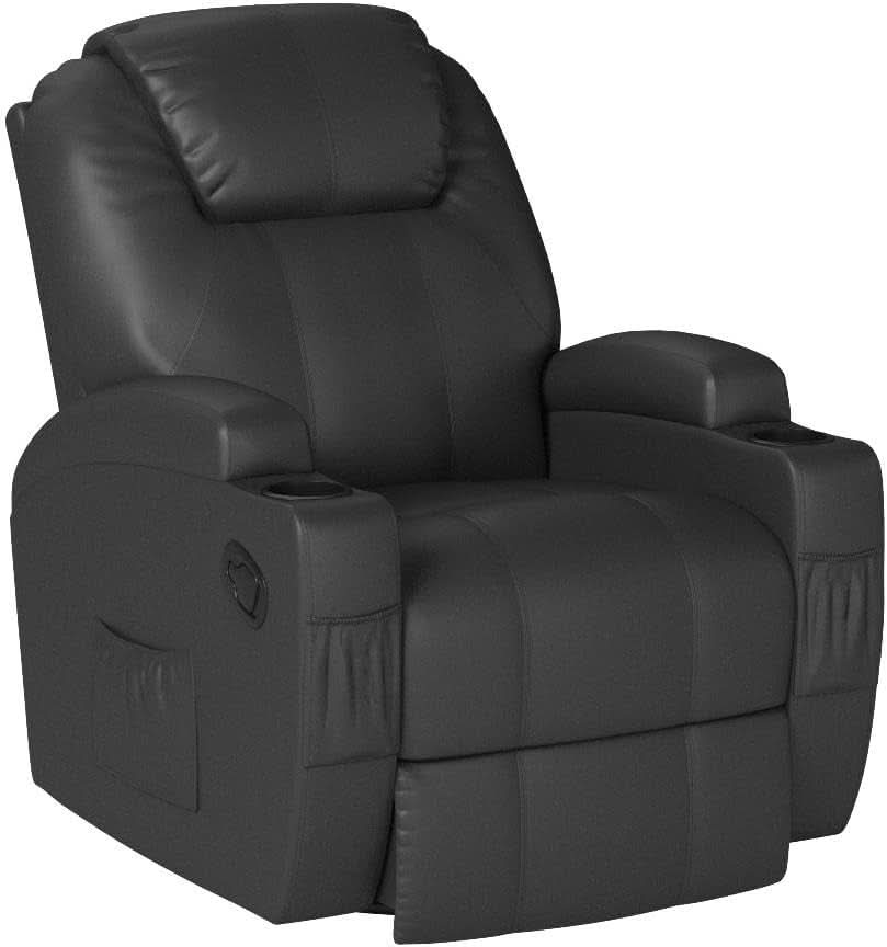 Leather Rocking Recliner With Massage And Heat Swivel