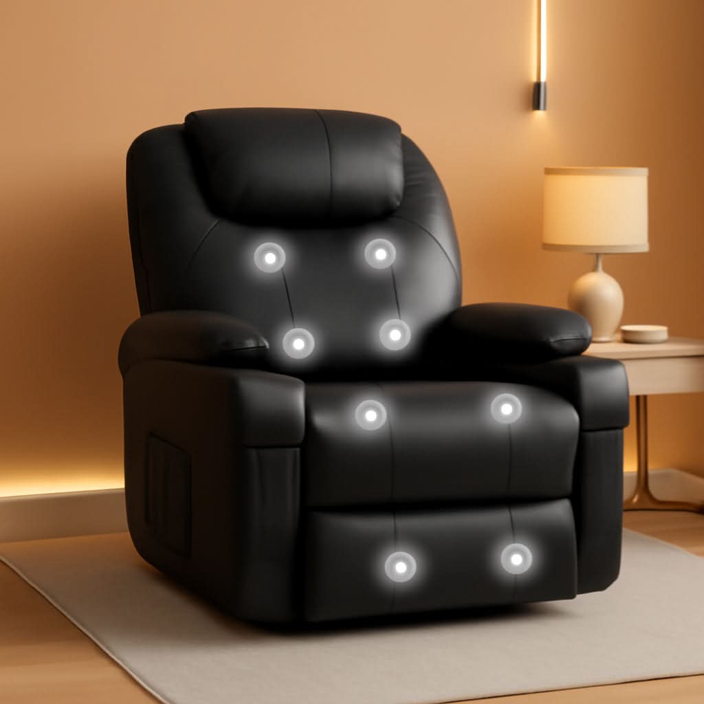 Leather Rocking Recliner With Massage And Heat Swivel