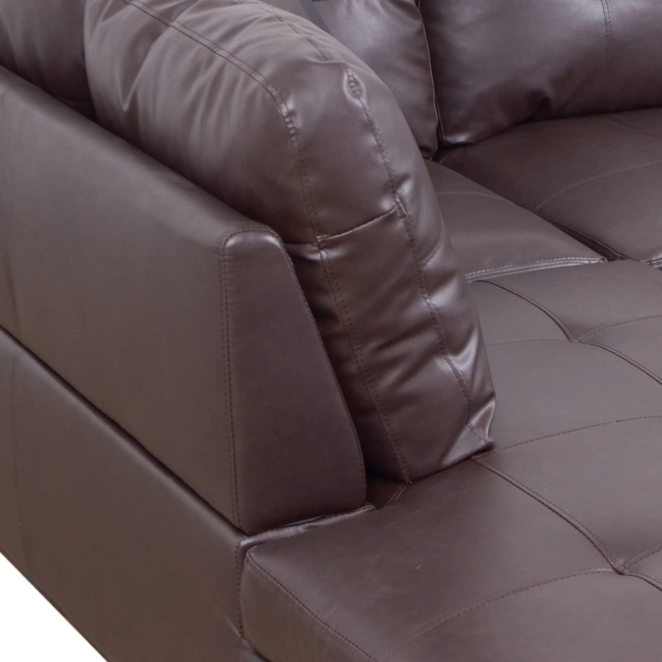 Leather Sectional Sofa Left Hand Facing Brown Modern