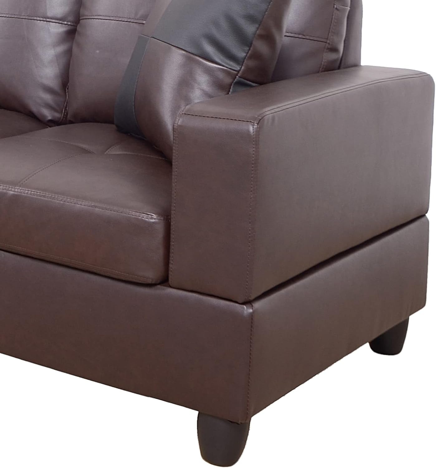 Leather Sectional Sofa Left Hand Facing Brown Modern