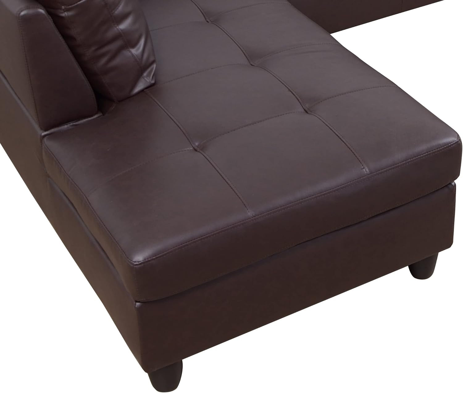 Leather Sectional Sofa Left Hand Facing Brown Modern